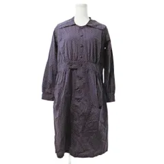 ビームスボーイ BEAMS BOY 美品 ドット柄 シャツ ワンピース ロング 長袖 コットン 紺 ネイビー 0926
