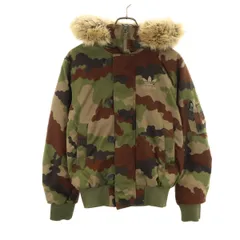 美品 adidas Originals アディダスオリジナルス カモフラ柄 トレフォイルロゴ ボンバー フライトジャケット XS ブラウン 迷彩 メンズ 古着