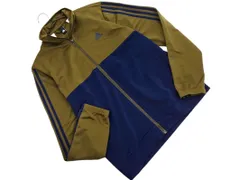 adidas アディダス 裏起毛 ロゴプリント トラック ジャケット sizeL/カーキｘ紺 ◇■ メンズ