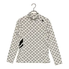 中古 レディース デサントゴルフ DESCENTE GOLF 長袖シャツ L 白 ホワイト モックネック 裏起毛 総柄