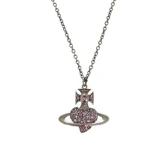 新品同様 ヴィヴィアンウエストウッド ハートオーブ メタル ラインストーン パープル 紫 ネックレス 1793 Vivienne Westwood