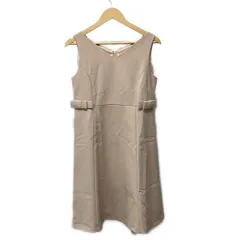 フォクシーニューヨーク ワンピース サイズ40 M レディース美品  - 36493 ピンクベージュ Vネック/ノースリーブ/ひざ丈/リボン