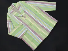 新品 HIROKO KOSHINO ヒロココシノ ストライプ 中綿 ショールカラー コート sizeMA LA/黄緑ｘ白ｘ赤 ◇■ レディース