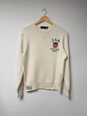 POLO RALPH LAUREN ポロラルフローレン team polo USA ヴィンテージ アイボリー 起毛 スウェット S