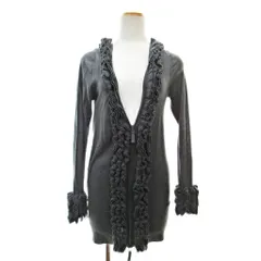 トゥービーシック TO BE CHIC フリル ロング ニット カーディガン 長袖 ウール シルク混 2 グレー 1208 ■YHS7