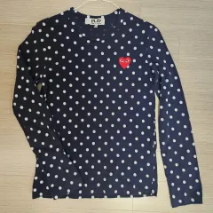 (85)コム・デ・ギャルソン PLAY 長袖 ドット コットンTシャツ ネイビー
