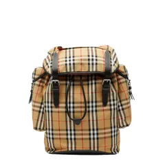 バーバリー ノバチェック リュック バックパック ベージュ ブラック レッド キャンバス レザー レディース BURBERRY【240-43002】