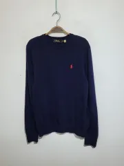 (L) ラルフローレン ポロ ニット ネイビー セーター ロゴ ラウンド