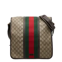 グッチ GGスプリーム シェリーライン 斜め掛け ショルダーバッグ 201444 ベージュ マルチカラー PVC レザー レディース GUCCI【1-0243833】