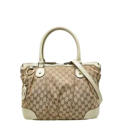 グッチ GGキャンバス スーキー トートバッグ ショルダーバッグ 2WAY 285730 ベージュ ブラウン キャンバス レザー レディース GUCCI【1-0243921】