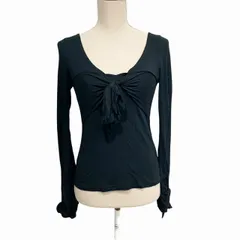 グレースコンチネンタル GRACE CONTINENTAL 長袖 カットソー リボン シルク混 黒 ブラック 36 約S