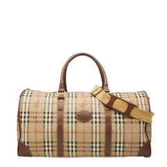 バーバリー ノバチェック シャドーホース ボストンバッグ ショルダーバッグ 2WAY ベージュ ブラウン PVC レザー レディース BURBERRY【1-0244491】