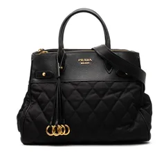 プラダ キルティング ハンドバッグ ショルダーバッグ 2WAY 1BA079 ブラック ナイロン サフィアーノレザー レディース PRADA【1-0244493】