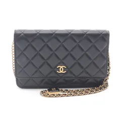 シャネル CHANEL ショルダーバッグ マトラッセ ブラック ラムスキン（羊革） マトラッセ チェーンウォレット レディース Used A