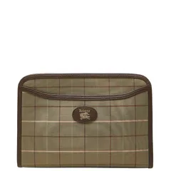バーバリー チェック クラッチバッグ セカンドバッグ カーキ マルチカラー キャンバス レザー レディース BURBERRY【1-0246061】
