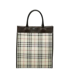 バーバリー ノバチェック トートバッグ ハンドバッグ ベージュ マルチカラー キャンバス レザー レディース BURBERRY【1-0246074】