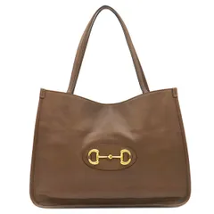 グッチ GUCCI トートバッグ ホースビット 1955 レザー ブラウン ゴールド金具 ハンドバッグ ショルダー 肩掛け  623694 【保存袋】【中古】