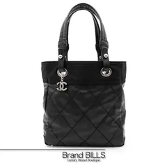 未使用品 CHANEL シャネル パリビアリッツ トートPM トートバッグ A34208 コーティングキャンバス ブラック レディース