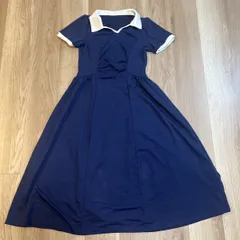 【228356】DAZY  デイジー　半袖ワンピース　ポリエステル　フレア　ストレッチ　M  ・ ネイビー