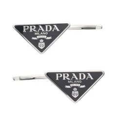 プラダ PRADA FERMAGLI　ヘアクリップ 1IF0512BA6F0002 シルバー/ブラック ステンレススチール ヘアクリップ レディース 新品