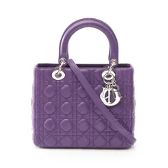 ディオール Dior ハンドバッグ LADY DIOR レディディオール CAL44551 パープル レザー レディディオール カナージュ 2wayトート レディース Used B