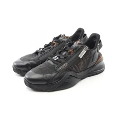 フェンディ FENDI スニーカー フロー 7E1392 ブラック レザー スニーカー メンズ Used B