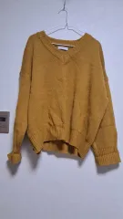 Vネック ニット マスタード
