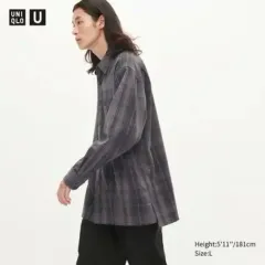 UNIQLO U フランネル オーバーサイズ チェックシャツ XL