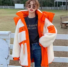 アウトドアにも オレンジボア ルーズシルエットコートジャケット