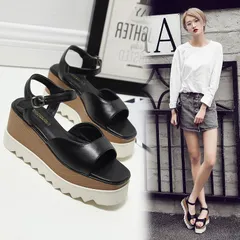 ウェッジソール サンダル ストラップ 厚底 スクエア 全2色 M5216