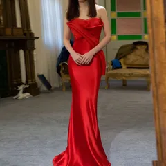 ウエディングドレス ロング シフォン 肩だし マーメイド 二次会