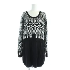 ディーゼルブラックゴールド DIESEL BLACK GOLD ワンピース 長袖 ドッキングワンピ 幾何学柄 S ブラック系 黒系 切替 /AP