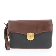 美品 ダンヒル レザー セカンドバッグ クラッチ ポーチ 通勤 ビジネス ブラック ブラウン ゴールド 金具 メンズ REE DL44-2【中古】