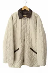 サルヴァトーレフェラガモ Salvatore Ferragamo leather quilted coat 襟レザー キルティング コート 48 白 アイボリー ブランド古着ベクトル 中古●260121のサムネイル