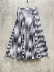 Samansa Mos2 blue サマンサモスモスブルー ギンガムチェック ロング フレア スカート sizeF/白ｘ黒 ■◆レディース