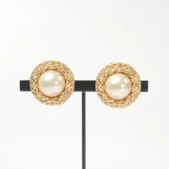 Christian Dior クリスチャンディオール ヴィンテージ イヤリング フェイクパール チェーンモチーフ ゴールド ドイツ製 ブランド古着【中古】20260206/RA7617