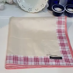バーバリー(BURBERRY) ピンク チェック ボーダー ハンカチ / ミニスカーフ