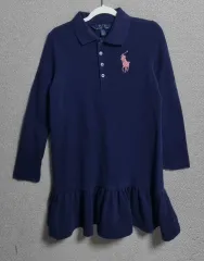 キッズ) 6T) ポロ ラルフ ローレン ネイビー 長袖 ワンピース