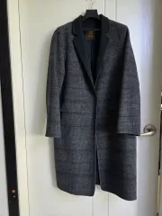 BCBG カシミア ウール 100% CHECK ロングコート レディース