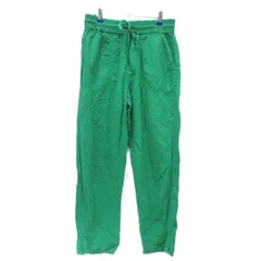 ザラ ZARA イージーパンツ ストレート リネン混 ゴムウエスト 緑 グリーン 36 約S ■MET1