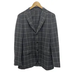 グリーンレーベルリラクシング ユナイテッドアローズ green label relaxing テーラードジャケット シングル 3B チェック柄 グレー 白 ホワイト ウール 46 3121-110-1640 ■YHS2