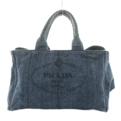 プラダ PRADA カナパ 三角プレート トライアングルロゴ ハンドバッグ トートバッグ デニム ロゴ 青 ブルー /AN15 ■OH