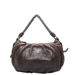 超希少 PRADA スエード 三角金具ロゴ チェーン ワンショルダー バッグ 