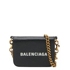 美品 BALENCIAGA ミニ チェーンウォレット 三つ折り 財布 ブラック 