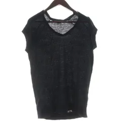 アルマーニエクスチェンジ A/X ARMANI EXCHANGE ニット セーター 麻 リネン L 黒 半袖 Vネック 無地 /NS