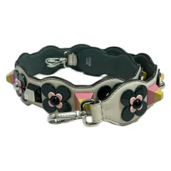 FENDI(フェンディ) ショルダーストラップ ストラップユー アイボリー×ダークグレー×マルチ フラワー(花)/スタッズ レザー