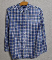 キッズ) 10-12歳) POLO RALPH LAUREN (ポロラルフローレン) ブルー CHECK (チェック) シャツ