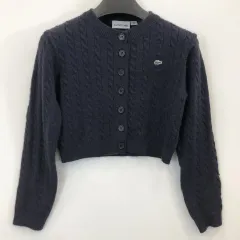 LACOSTE ラコステ ケーブル ロゴパッチ ウール クロップドカーディガン M