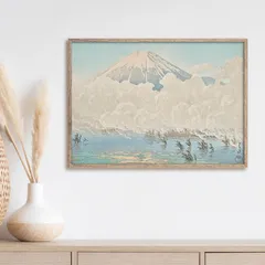 A4サイズ 川瀬巴水 ポスター 山中湖平野の朝 風景画 旅情 和風 アートポスター 日本製 (rossografico 21-100310_a4)