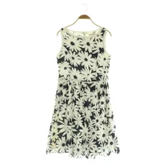 スーパービューティー Super Beauty 花柄ワンピース 膝丈 ノースリーブ コットン 40 ホワイト ブラック /MY ■OS ■GY58